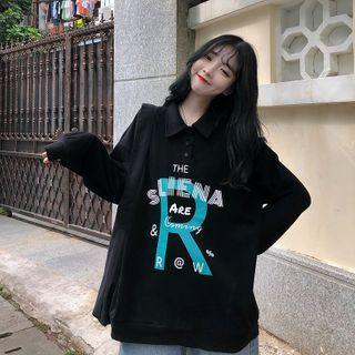 Lettering Loose-fit Polo Shirt