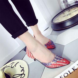 Woven Pointy Kitten Heels