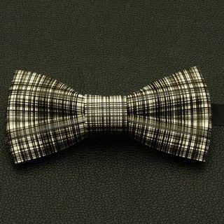 Faux-leather Bow Tie Ja62 - Black And White Check - One Size