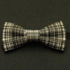 Faux-leather Bow Tie Ja62 - Black And White Check - One Size