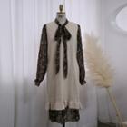 Set: Knit Vest Dress + Floral Chiffon Dress