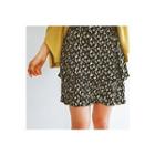 Accordion-pleat Tiered Mini Skirt
