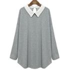 Long-sleeve Contrast Collar T-shirt
