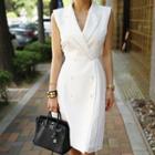Double-breasted Sleeveless Collared Dress