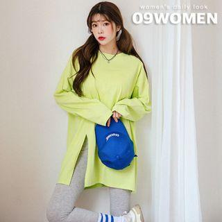 Plus Size Slit-hem Oversize T-shirt