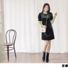 Short Sleeve Velvet A-line Dress