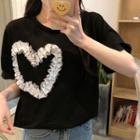 Short-sleeve Ruffled Heart T-shirt