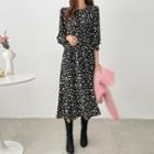 Shirred Leopard Long Dress