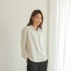 Pocket-front Stripe Shirt White - One Size
