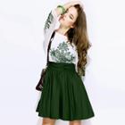 Embroidered 3/4-sleeve A-line Dress
