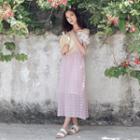 Crochet Lace Strap A-line Midi Dress
