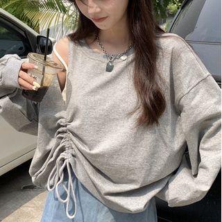 Drawstring Cutout Sweatshirt
