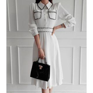 Pocket-detail Tassel-trim Shirtdress