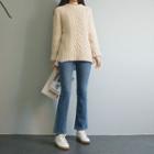 Wool Blend Cable-knit Fishermen Sweater