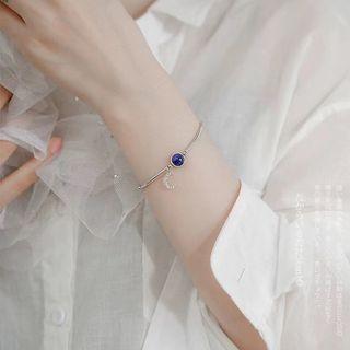 925 Sterling Silver Moon & Bead Bracelet Silver - One Size