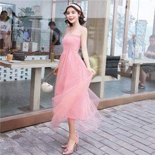 Strappy A-line Maxi Sheer Dress