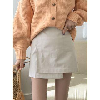 Band-waist Wrap Miniskirt