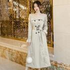 Off-shoulder Tie-waist Coat Dress