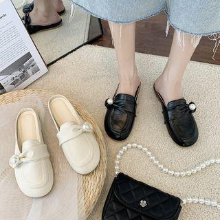Plain Faux Pearl Flat Mules