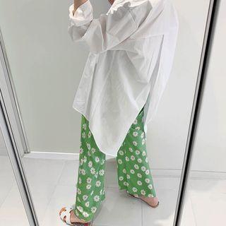 Slit-back Dip-back Oversized Shirt