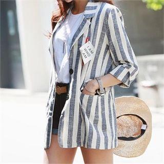 Single-breasted Pinstriped Linen Blend Jacket