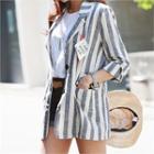 Single-breasted Pinstriped Linen Blend Jacket