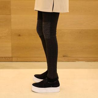 Coral-fleece Lined Contrast-panel Leggings