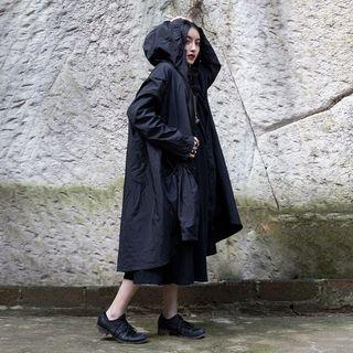 Hooded Long Jacket Black - One Size