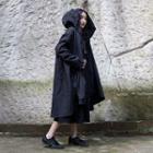 Hooded Long Jacket Black - One Size