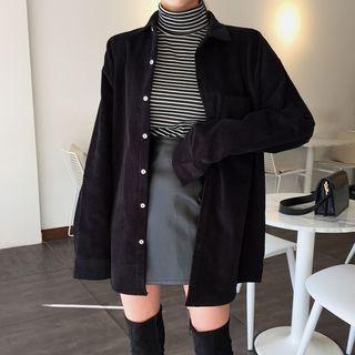 Long Sleeve Corduroy Shirt Black - One Size