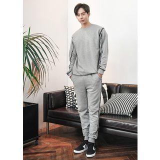 Set: Contrast-trim Sweatshirt + Sweatpants