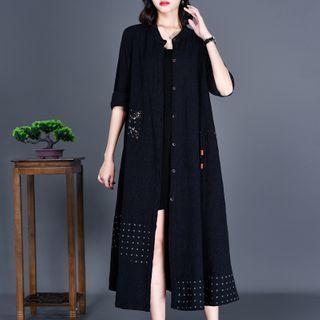 Mandarin Collar Maxi Shirtdress