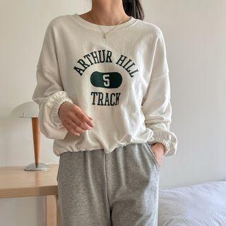 Drawstring-hem Letter Sweatshirt