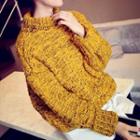 Turtleneck Melange Chunky-knit Sweater