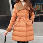 Furry Panel Buttoned Padded Coat