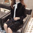 Velvet Long-sleeve A-line Dress As Shown In Figure - One Size