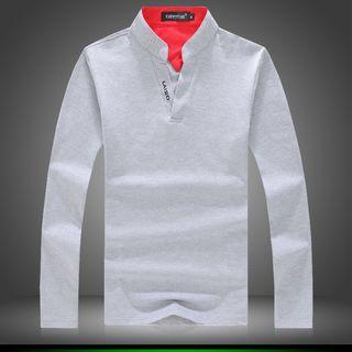 Open Placket Long Sleeve T-shirt