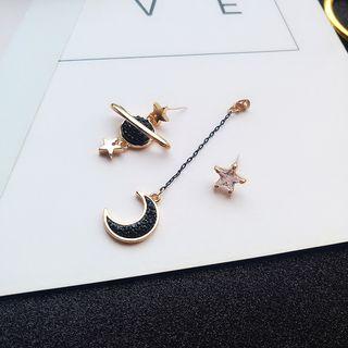 Asymmetric Moon & Planet Earrings