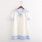 Short-sleeve Sailor Collar Mini Dress As Shown In Figure - One Size