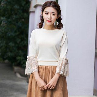 Panel-sleeve Knit Top
