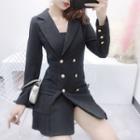 Double Breasted Pleated Dress