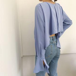 Plain Round Neck Loose-fit Blouse