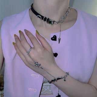 Snake Asymmetrical Faux Pearl Alloy Choker / Ring Bracelet