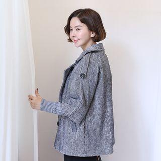 Inset Knit Hoodie Herringbone Jacket