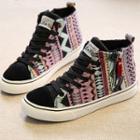 Canvas Patterned High-top Sneakers