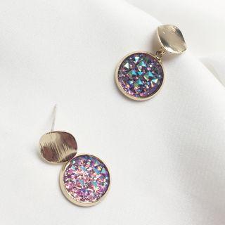925 Sterling Silver Glitter Dangle Earring 1 Pair - S925 Silver - As Shown In Figure - One Size