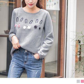 Pompom Rabbit Print Top