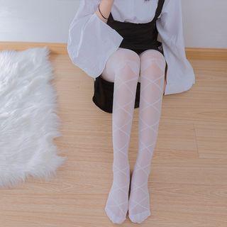 Patterned Tights White - One Size
