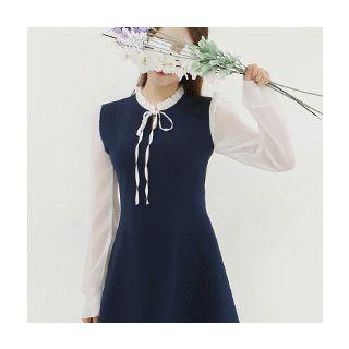 Tie-front Color-block Minidress