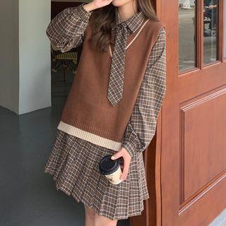 Plaid Shirtdress / Sweater Vest